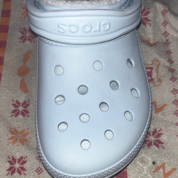 CROCS Sky Blue Fleece-Lined Slippers - Picture 3 of 5